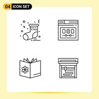 paquete de iconos de vector de stock de 4 signos y símbolos de línea para elementos de diseño de vector editables de mezcla web de navegador de tazón de navidad