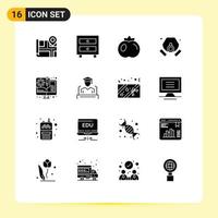 16 iconos creativos signos y símbolos modernos de desarrollo de diseño web diseño de tomate contaminación elementos de diseño vectorial editables vector