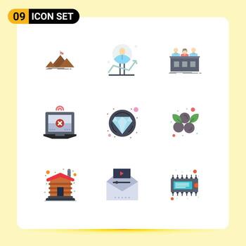 9 Thematic Vector Flat Colors and Editable Symbols of carnival computing success laptop judge Editable Vector Design Elements