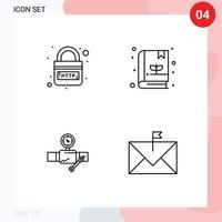 4 User Interface Line Pack of modern Signs and Symbols of domain building link garden repair Editable Vector Design Elements