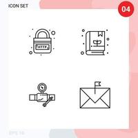 Paquete de 4 líneas de interfaz de usuario de signos y símbolos modernos de elementos de diseño vectorial editables de reparación de jardín de enlace de construcción de dominio vector