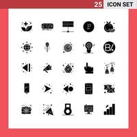 25 Universal Solid Glyphs Set for Web and Mobile Applications currency business gaming signal devices Editable Vector Design Elements