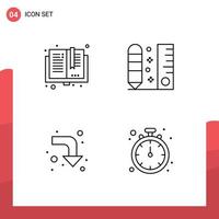 4 User Interface Line Pack of modern Signs and Symbols of back to school scale library draw reload Editable Vector Design Elements