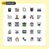 Modern Set of 25 Filled line Flat Colors Pictograph of computer history currency harp culture Editable Vector Design Elements