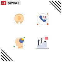4 Universal Flat Icons Set for Web and Mobile Applications summer head anytime service achievement Editable Vector Design Elements