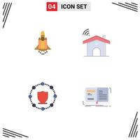 User Interface Pack of 4 Basic Flat Icons of launch protect promote signal network Editable Vector Design Elements