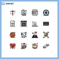 Set of 16 Modern UI Icons Symbols Signs for document location cards international global Editable Creative Vector Design Elements