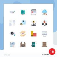 Modern Set of 16 Flat Colors Pictograph of documents storage telephone server users Editable Pack of Creative Vector Design Elements