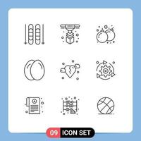 Set of 9 Vector Outlines on Grid for sic broken fun break egg Editable Vector Design Elements