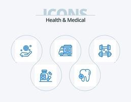 paquete de iconos azul médico y de salud 5 diseño de iconos. . médico. signo. cuidado de la salud. pesa vector