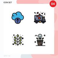 4 Creative Icons Modern Signs and Symbols of cloud leaf delivery party brainstorm Editable Vector Design Elements