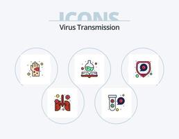 paquete de iconos lleno de línea de transmisión de virus 5 diseño de iconos. medicamento. seguridad. bacterias médico. rostro vector