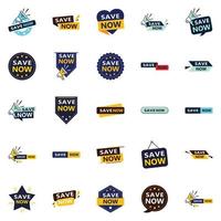 25 Professional Typographic Elements for a polished savings message Save Now vector