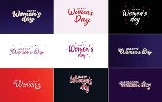 International Women's Day lettering with a love shape. suitable for use in cards. invitations. banners. posters. postcards. stickers. and social media posts vector