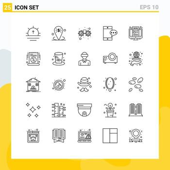 Set of 25 Modern UI Icons Symbols Signs for news computer placeholder cell mobile Editable Vector Design Elements