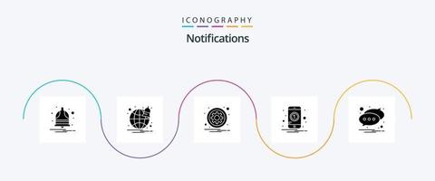 paquete de iconos de glifo 5 de notificaciones que incluye notificación. móvil. engranaje. uno. notificación vector