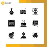 9 iconos creativos signos y símbolos modernos de tambor de vacaciones control efectivo de navidad elementos de diseño vectorial editables vector