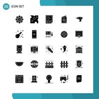 Group of 25 Modern Solid Glyphs Set for roza ramadan data invitation report Editable Vector Design Elements