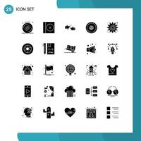 Pack of 25 creative Solid Glyphs of settings cog done mail email Editable Vector Design Elements