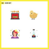 Set of 4 Modern UI Icons Symbols Signs for install cute computer baby profile Editable Vector Design Elements