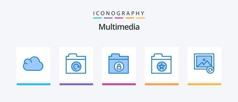 paquete de iconos multimedia blue 5 que incluye . cerrar. recargar. imagen. diseño de iconos creativos vector