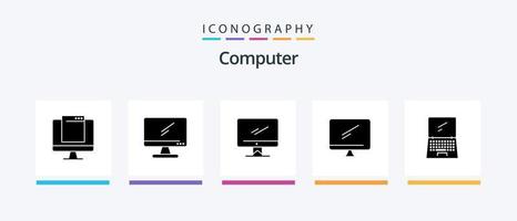 Computer Glyph 5 Icon Pack Including . imac. mobile. device. Creative Icons Design vector