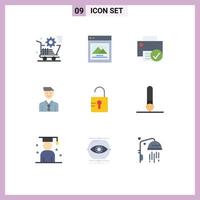 conjunto de 9 iconos de interfaz de usuario modernos símbolos signos para equipos de trabajo de selección hardware ejecutivo elementos de diseño vectorial editables vector