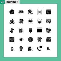 Pack of 25 Modern Solid Glyphs Signs and Symbols for Web Print Media such as error develop laboratory photography aperture Editable Vector Design Elements