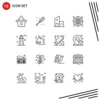 Modern Set of 16 Outlines and symbols such as canada expand christian box globe Editable Vector Design Elements