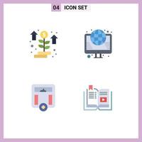 Mobile Interface Flat Icon Set of 4 Pictograms of grow body plant internet medical Editable Vector Design Elements