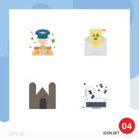 Pack of 4 Modern Flat Icons Signs and Symbols for Web Print Media such as police castle building e greeting fortress Editable Vector Design Elements