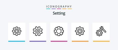 Setting Line 5 Icon Pack Including wheel. gear. universal. wheel. gear. Creative Icons Design vector