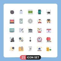 Set of 25 Modern UI Icons Symbols Signs for bbq wifi market phone app Editable Vector Design Elements