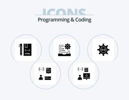 Programming And Coding Glyph Icon Pack 5 Icon Design. . . development. process. develop vector