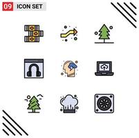 Universal Icon Symbols Group of 9 Modern Filledline Flat Colors of head online garden help contact Editable Vector Design Elements