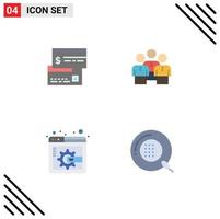 4 iconos creativos, signos y símbolos modernos de protección de pago directo, débito, grupo de trabajo empresarial, elementos de diseño vectorial editables vector