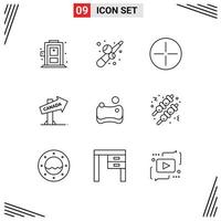 Universal Icon Symbols Group of 9 Modern Outlines of fast food hygienic beliefs cleaning location Editable Vector Design Elements