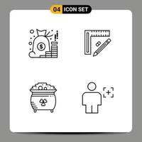 Group of 4 Filledline Flat Colors Signs and Symbols for account design money construction coin Editable Vector Design Elements