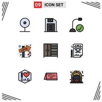 Universal Icon Symbols Group of 9 Modern Filledline Flat Colors of furniture sign computers love hardware Editable Vector Design Elements