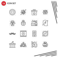 Mobile Interface Outline Set of 16 Pictograms of podium resources egg internet data Editable Vector Design Elements