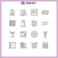 16 iconos creativos, signos y símbolos modernos de dispositivos van de base de datos, elementos de diseño vectorial editables de vinilo combinado vector