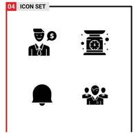 Modern Set of Solid Glyphs Pictograph of man sign dollar scale team Editable Vector Design Elements