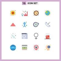 16 Universal Flat Color Signs Symbols of up hotel cake internet globe Editable Pack of Creative Vector Design Elements