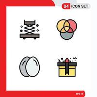 Group of 4 Filledline Flat Colors Signs and Symbols for construction package rgb life birthday Editable Vector Design Elements