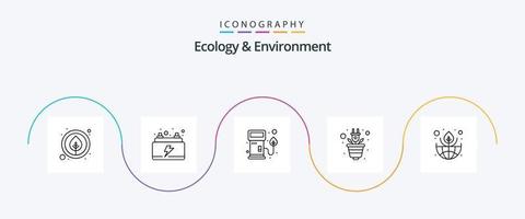 paquete de iconos de la línea 5 de ecología y medio ambiente, incluido el verde. enchufar. boquilla. planta. verde vector