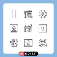 9 Thematic Vector Outlines and Editable Symbols of vacation calendar ui help communication Editable Vector Design Elements