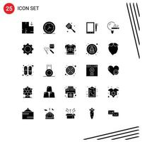 25 Thematic Vector Solid Glyphs and Editable Symbols of learning education cooking design cell Editable Vector Design Elements