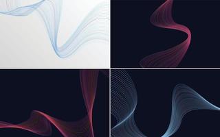 Add visual interest to your project with this set of 4 vector wave backgrounds