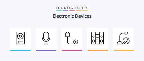 paquete de iconos de la línea 5 de dispositivos que incluye . diapasón. hardware. diseño de iconos creativos vector