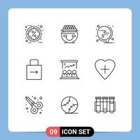 Universal Icon Symbols Group of 9 Modern Outlines of protect key patricks arrow globe Editable Vector Design Elements